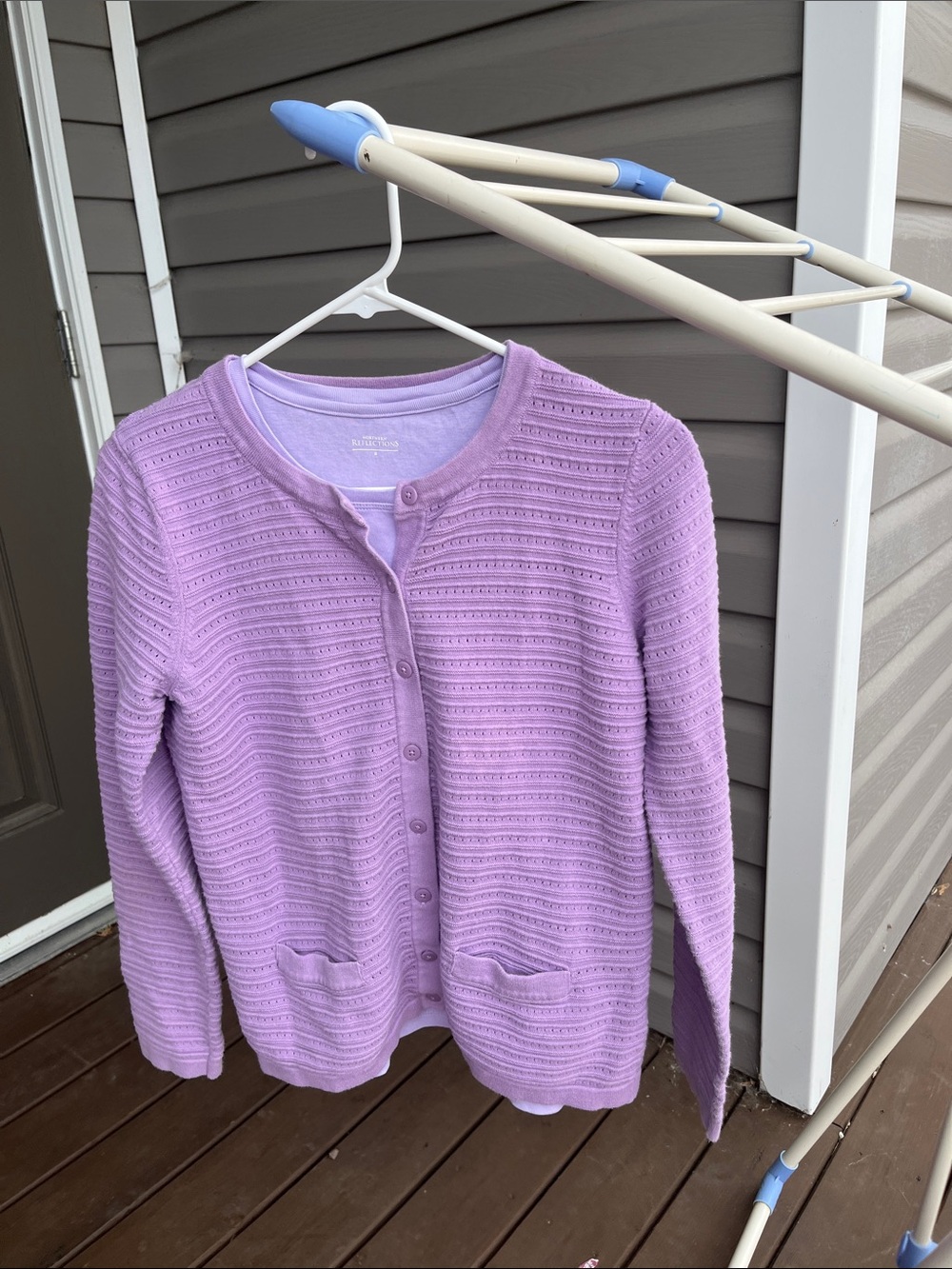 Women's small 100% Organic cotton Button-Front Cardigan. Lilac purple lavendar